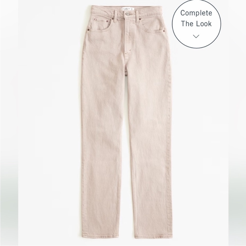 Abercrombie and Fitch the 90s ultra high rise jeans oat cream tan denim 8 short